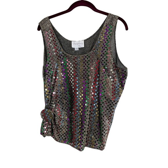 Periphery Too Top Women M Metallic Mesh Sequin Glam Vegas Shiny Vintage 70s - Picture 1 of 12